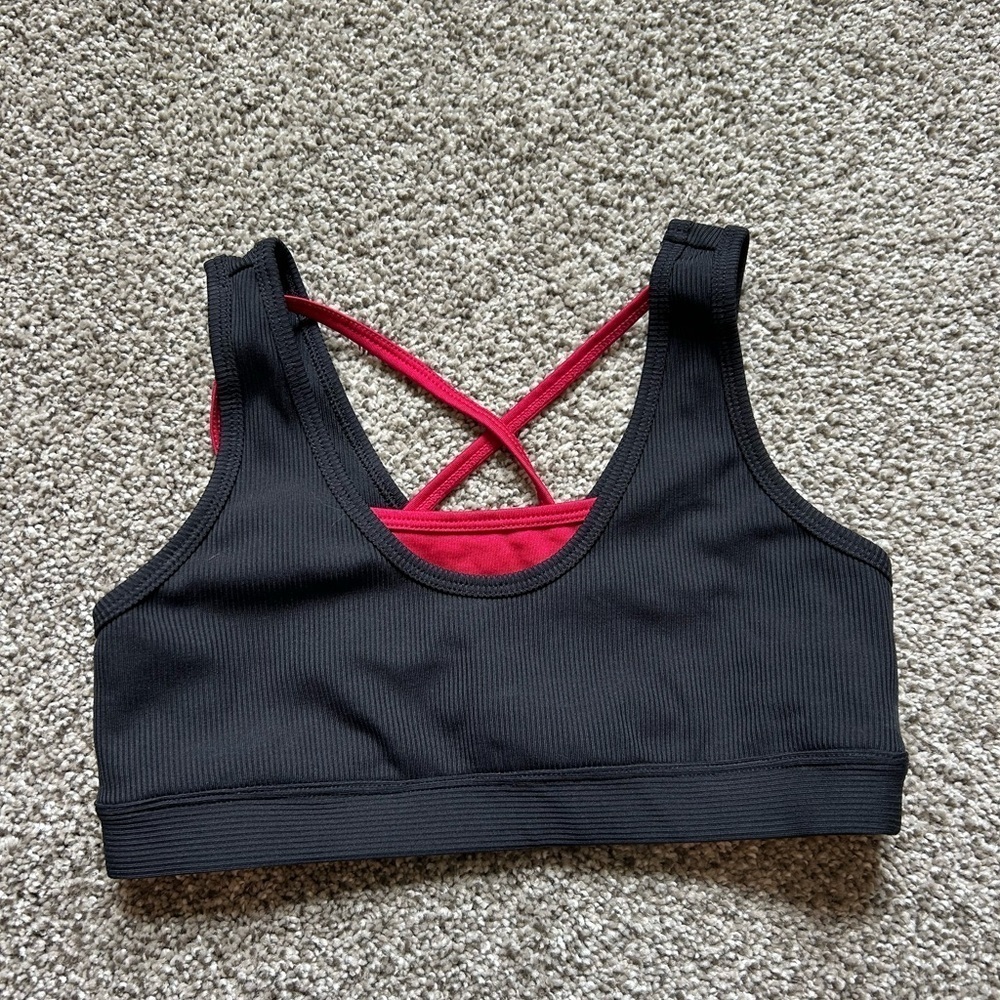 Juniors Avia Black and Red Sports Bra with Strappy Racerback - Picture 4 of 4